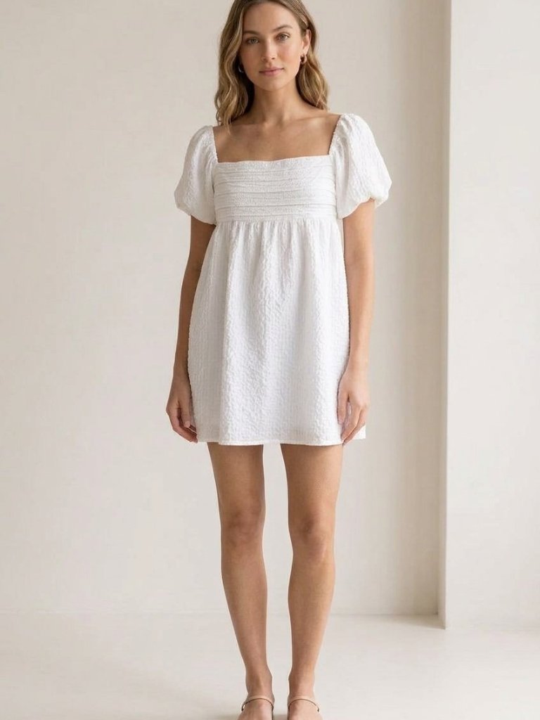Abercrombie & Fitch Off Shoulder Smocked Puff Sleeve Babydoll Top White Size L